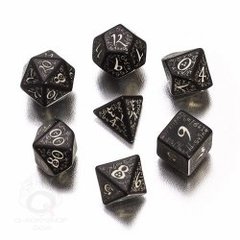 Black & Glow in the Dark Elvish 7 Dice Set